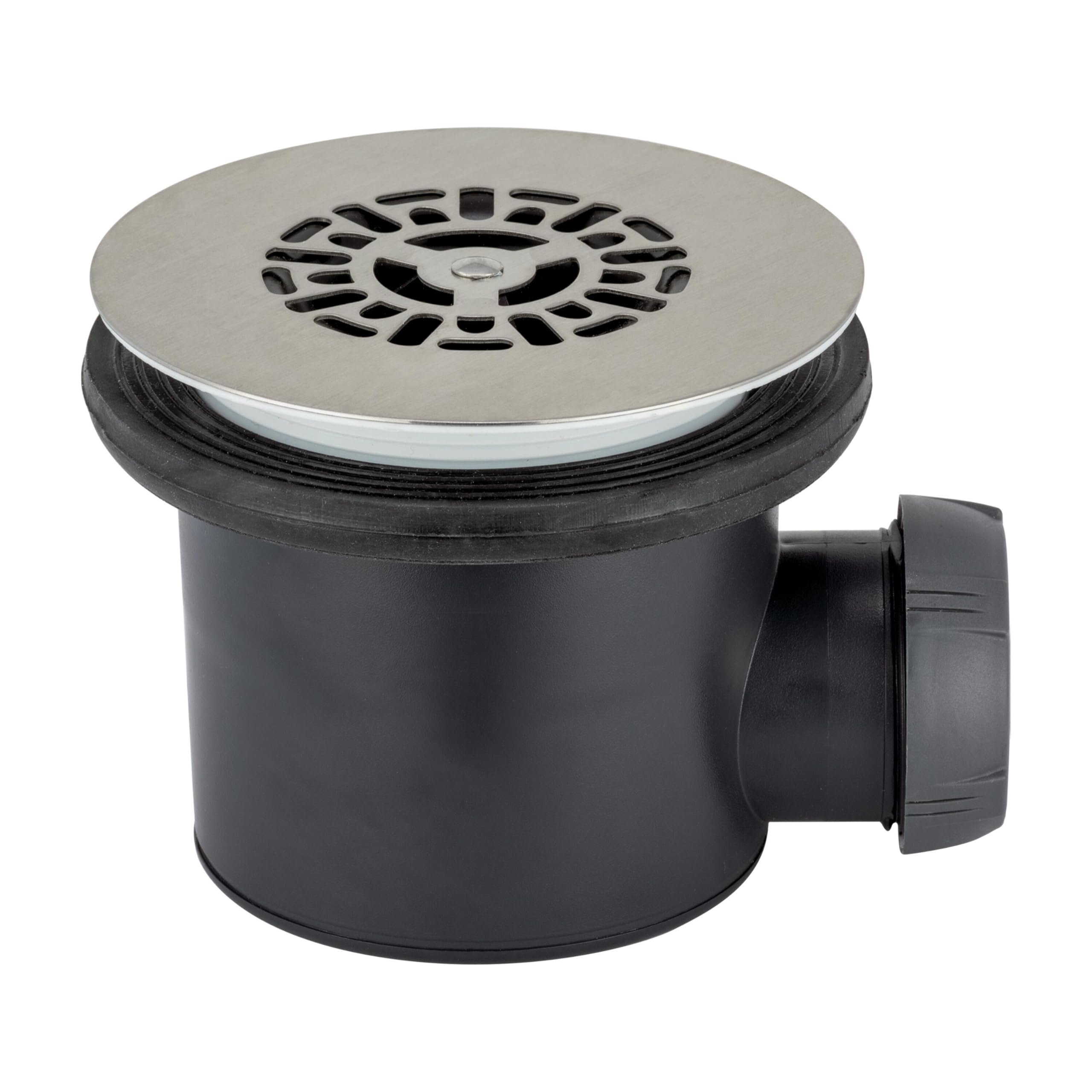 Wirquin 30723745 Bonde de douche Tourbillon Ø90 chromée avec grille inox et sortie horizontale