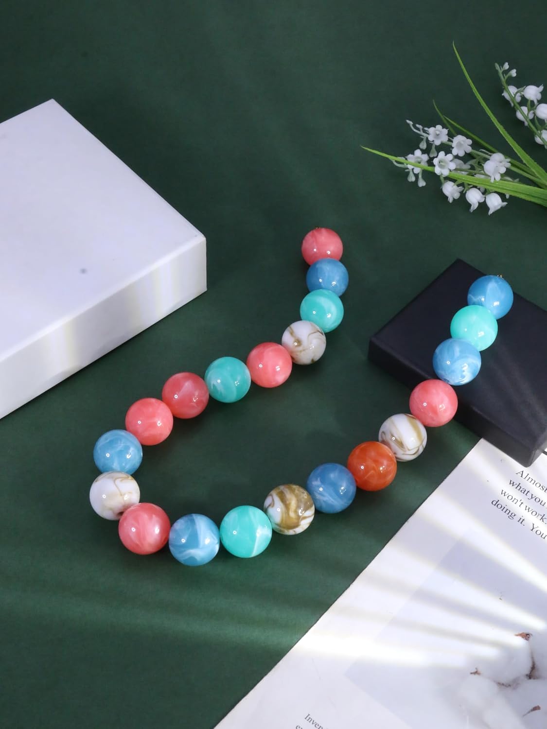 Chunky Beaded Necklace for Women Statement Necklace Boho Bead Choker Acrylic Big Bead Necklaces Summer Beach Jewelry for Women image 4