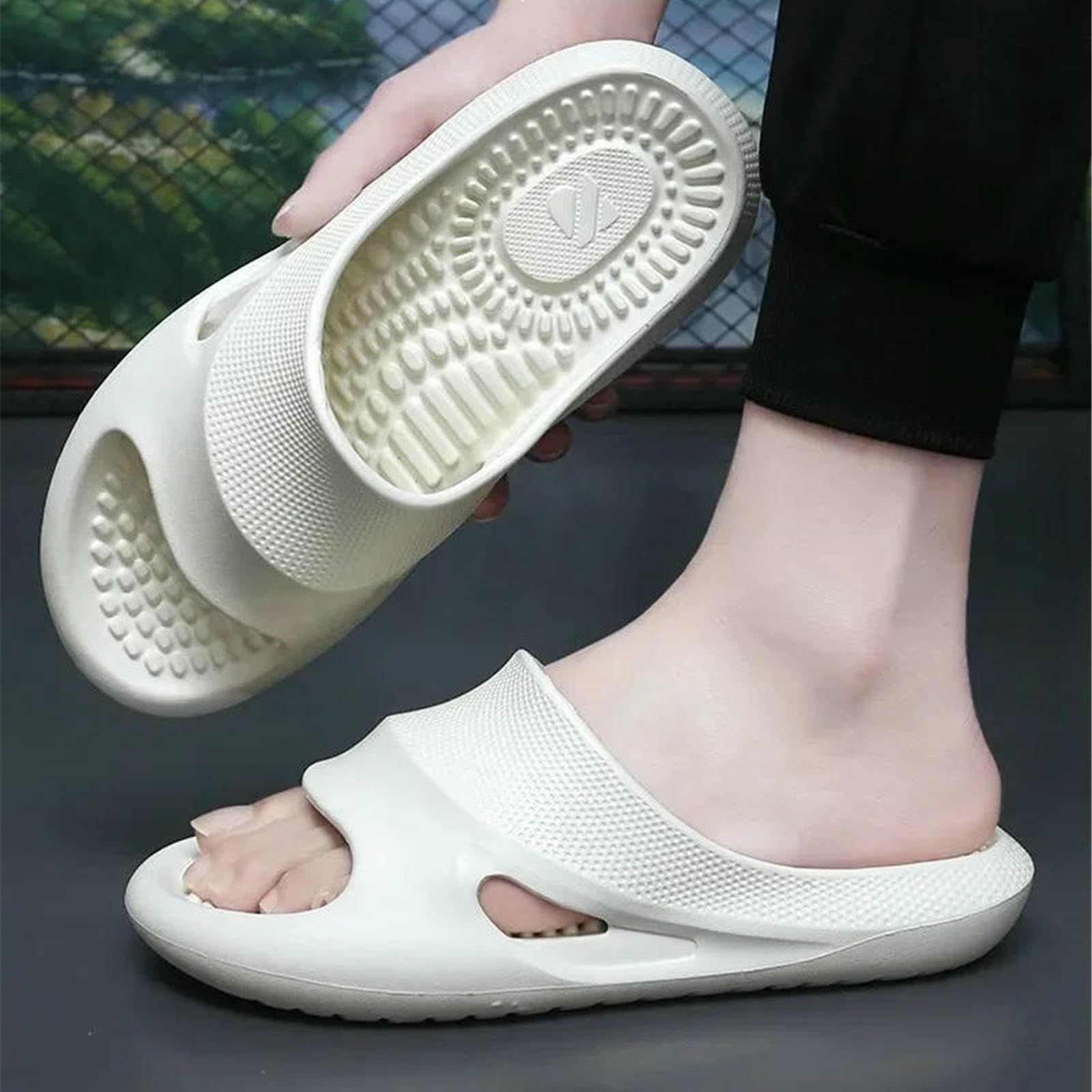 Claquette Hommes Chaussures De Douche Intérieure Pantoufles Pantoufles-noir-38-39 (eu-39 5) Longueur du Pied 9,84 "