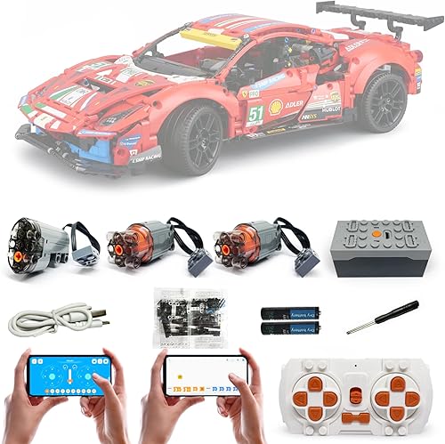 Juego de motor de potencia para Lego 42125 Technic Ferrari 488 GTE aplicación 4 modos de control accesorios mejorados con 3 motores y control remoto