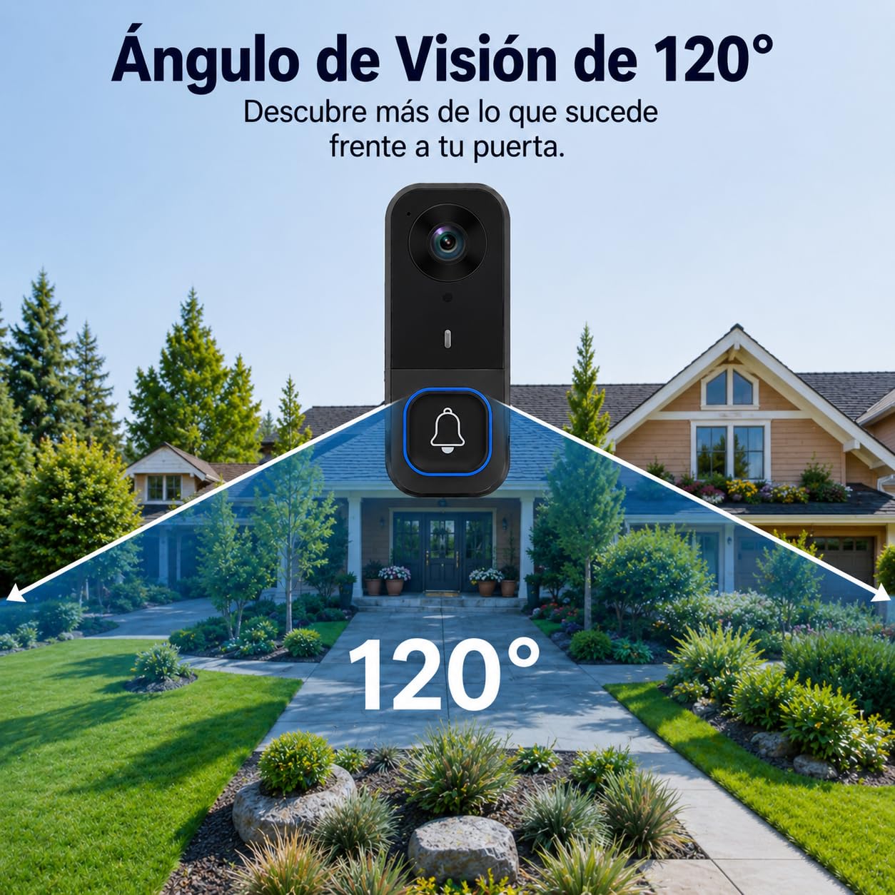 Videoportero Inalámbrico con Cámara 1080P Timbre Exterior Bluetooth 50m Visión Nocturna Audio Bidireccional