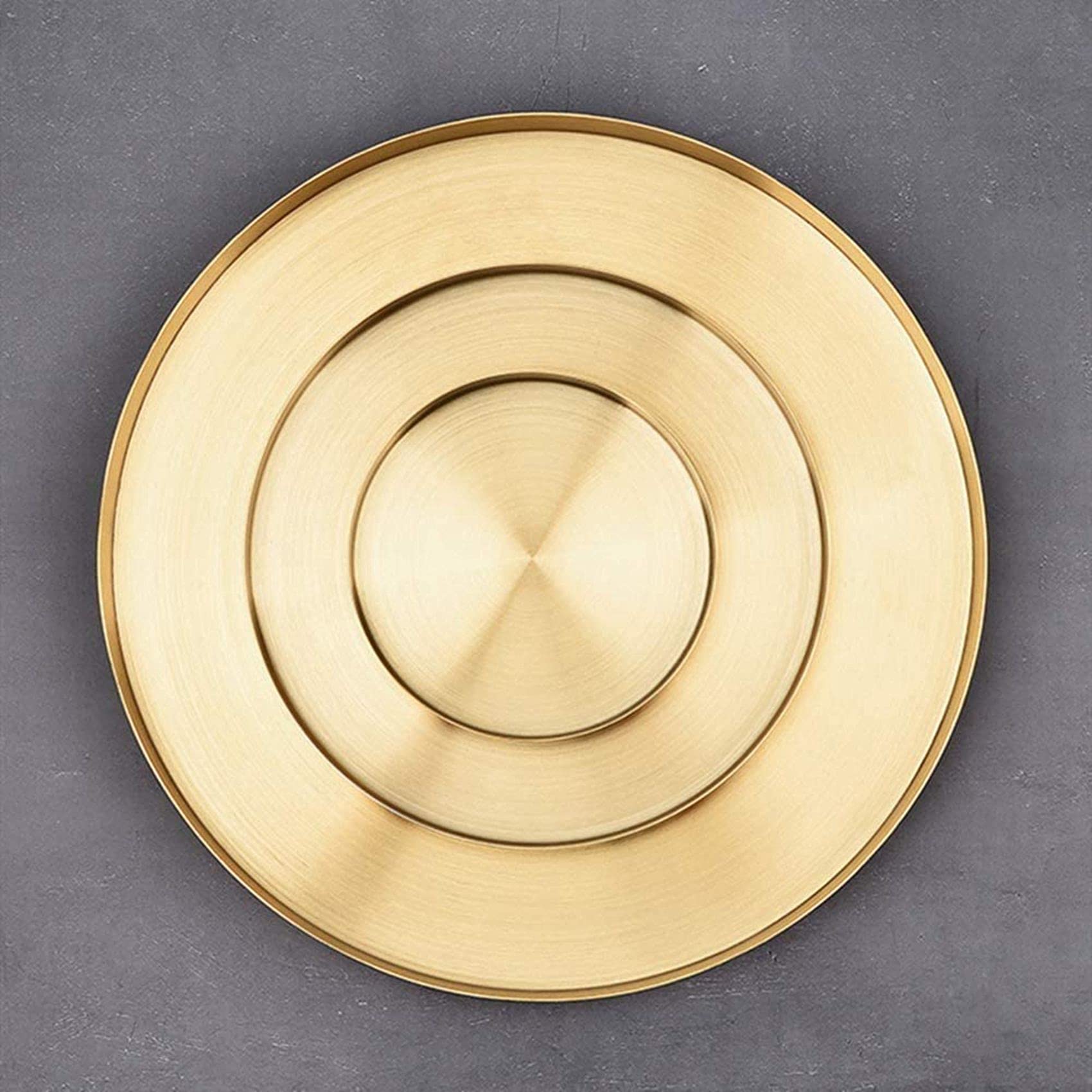 3 vassoi decorativi rotondi dorati, in metallo, per trucco, bagno, cassettiera, ottone, 30 cm, elegante decorazione da tavolo e soluzione per riporre oggetti