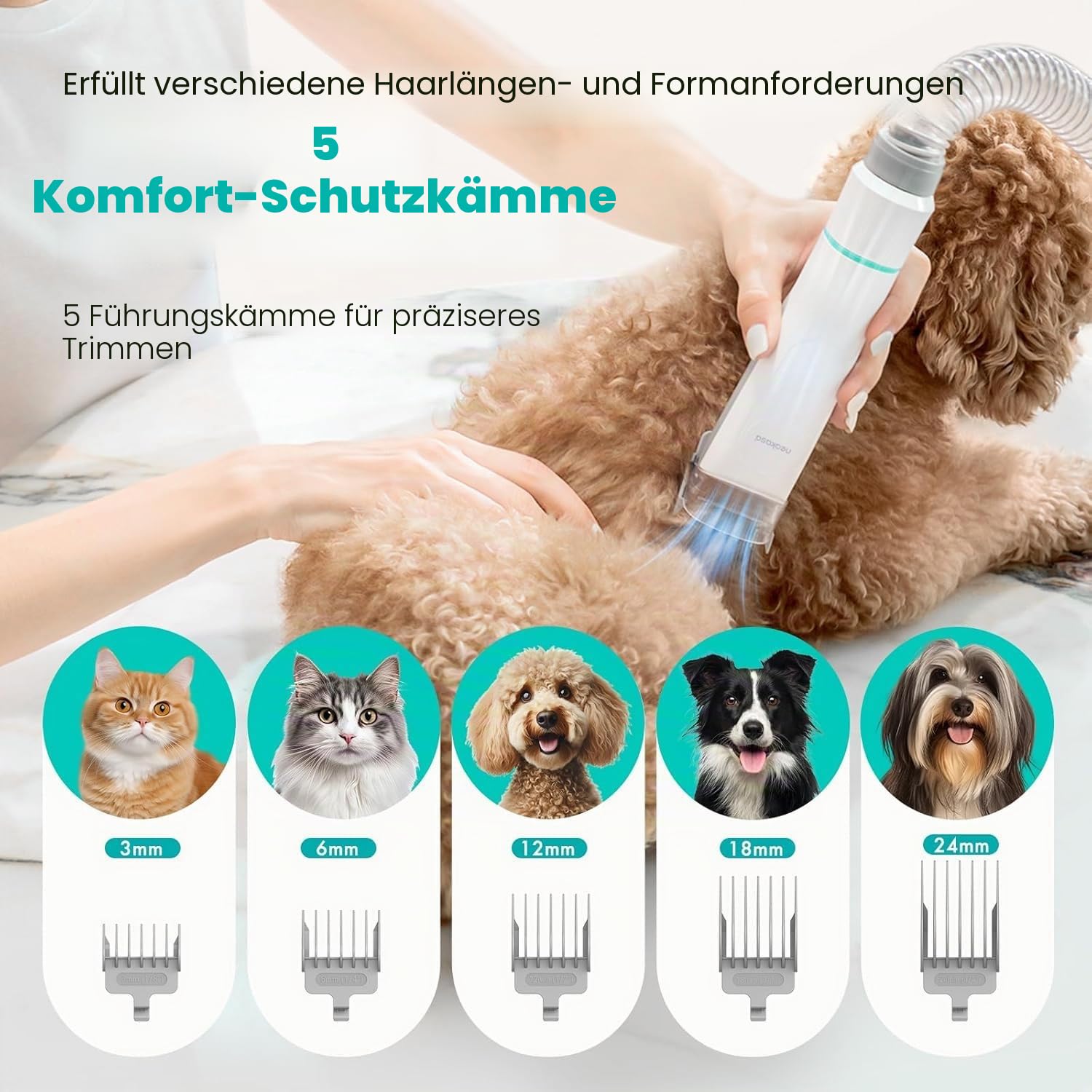 Neakasa P1 Pro Hundeschermaschine mit Staubsauger, leise Schermaschine Hund Katze, Profi Haustierpflegeset, Tierhaarschneidemaschine, elektrische Hundetrimmer mit 5 bewährten Pflegewerkzeugen