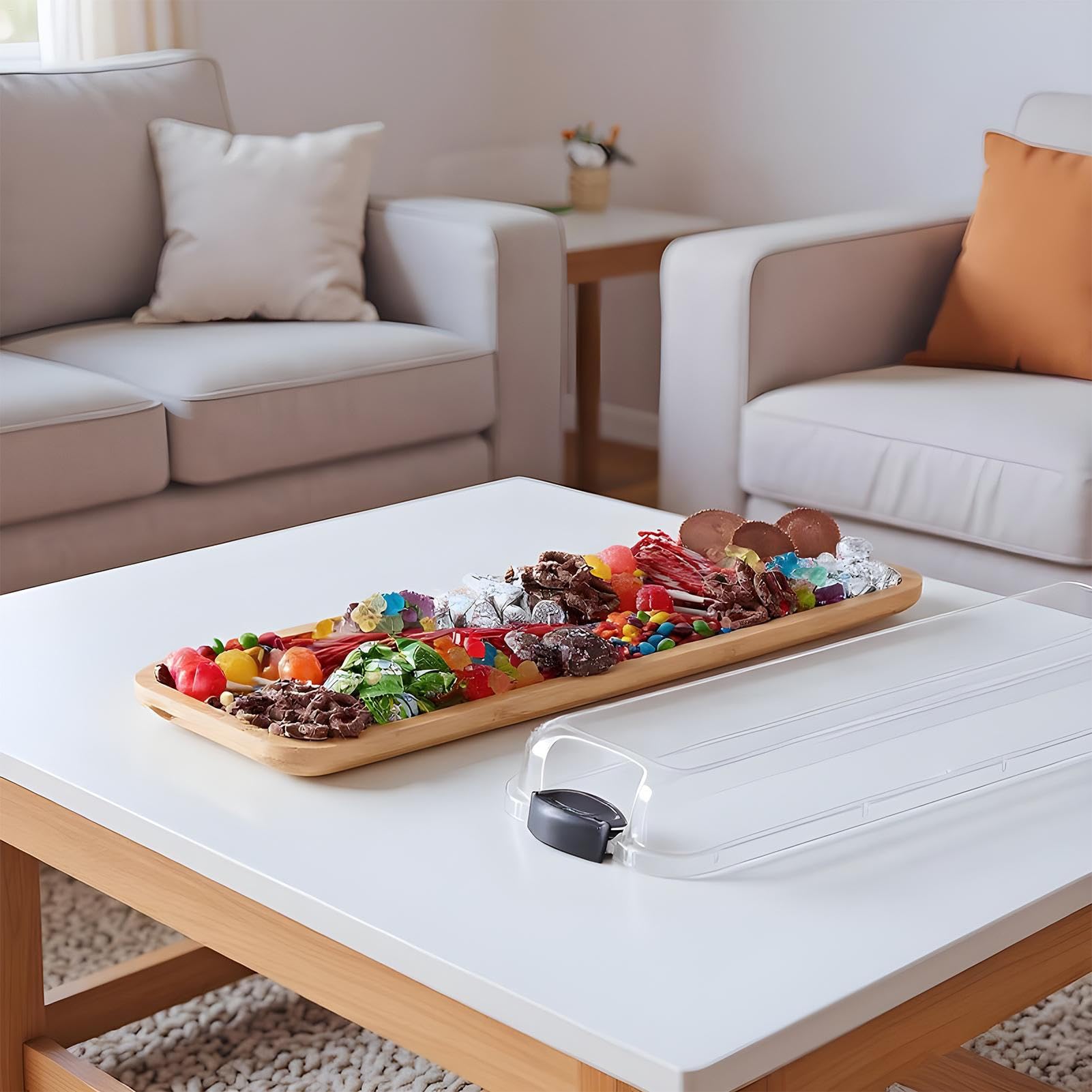 Pequeñas Tablas de charcutería, Plato Rectangular de Madera con Tapa, Tablas de Servir portátiles para Fiestas, Navidad, Restaurante, Picnic, Vacaciones, Piscina, Cocina, bufé, Camping y