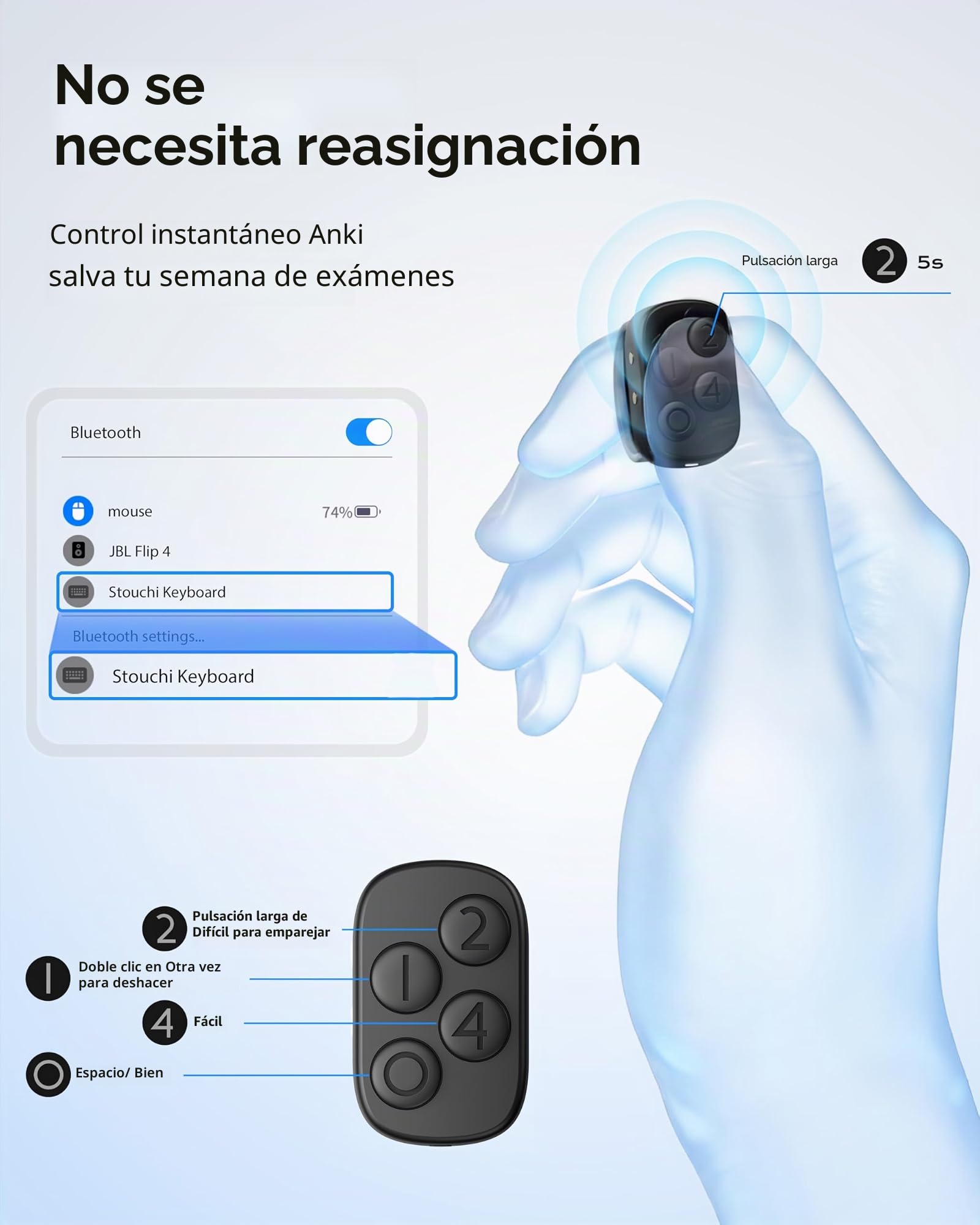 Stouchi 2.0 Mando a distancia para Anki, 2026 Nuevo [Sin remapeo y sin complementos] Mando a distancia Anki de emparejamiento rápido con estuche de carga de 140 horas Compatible con MacBook, portátil