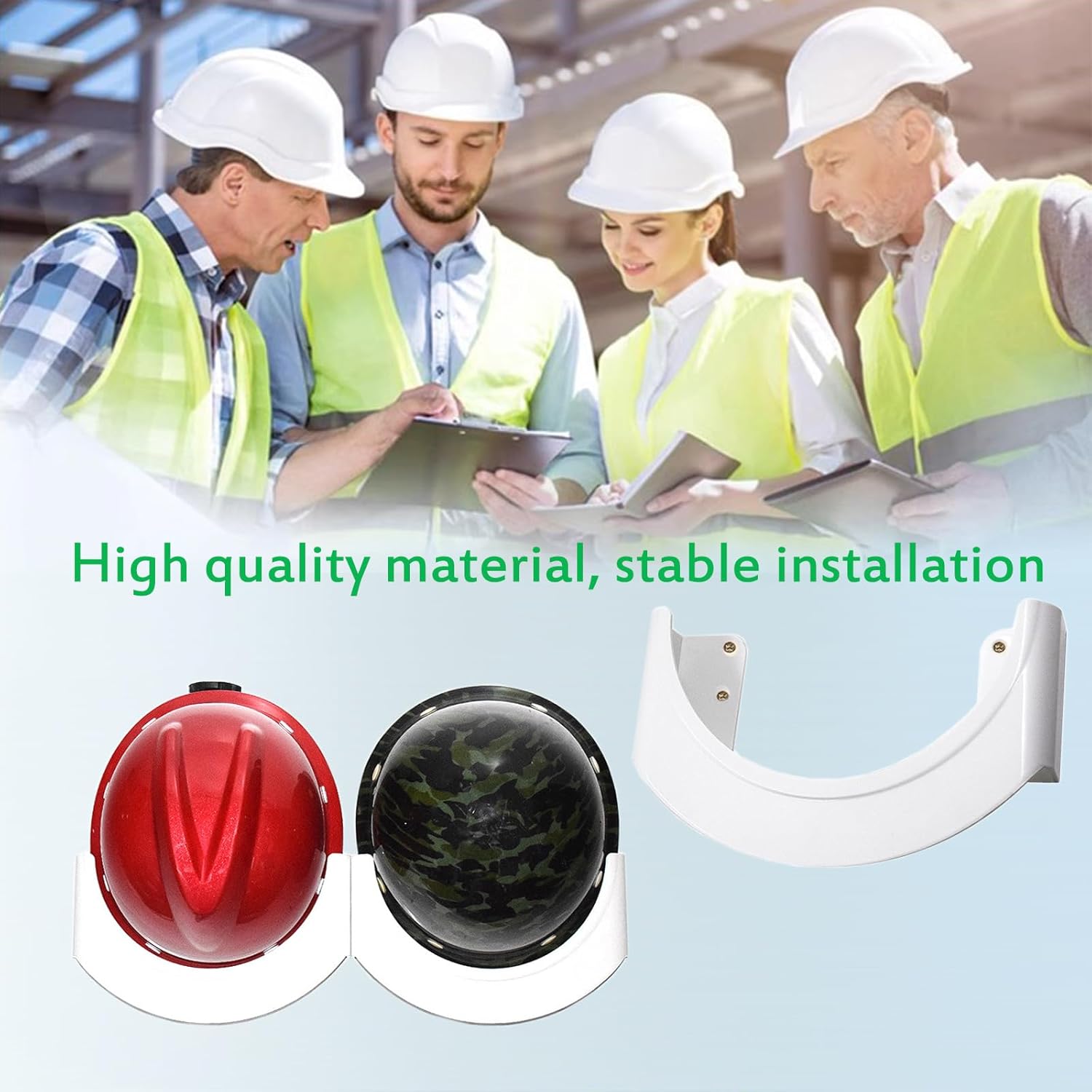 Wall Mounted Hard Hat Rack - 2 Sets (2 Pieces) - Hard Hat Holder for Workshop, Office, Living Room