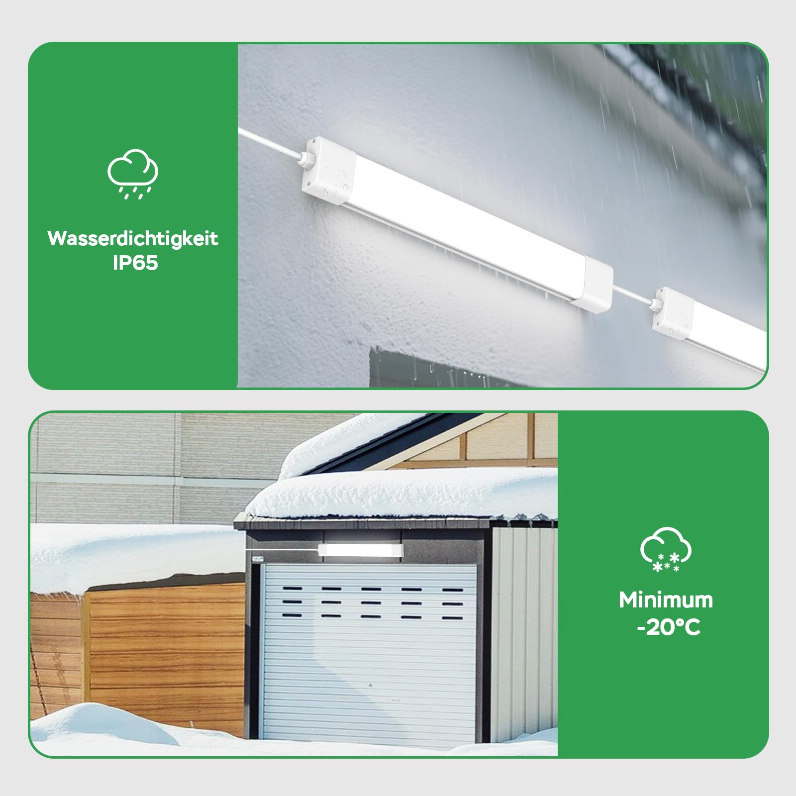 Modlicht Feuchtraumleuchte Led 60cm, 18W 1980LM werkstattlampe 4000K Neutralweiß, LED Deckenleuchte IP65 Wasserfest Wannenleuchte, kellerlampe für Büro Keller Garage Lager