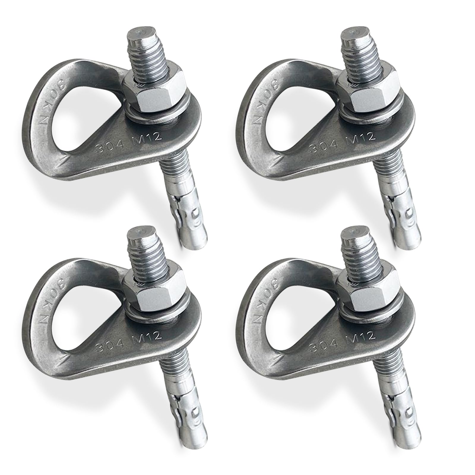304 Stainless Steel Climbing Anchor Bolt, 30KN Rock Climbing Bolt Hanger, Climb Fastening Bolt Safe Fixed Point, 4 Set Rock Climbing Holds