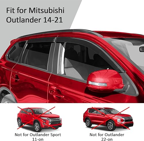 Miniatura 5 de Voron Glass Protectores de lluvia extra duraderos con cinta adhesiva para Mitsubishi Outlander 2014-2021, deflectores de ventana, viseras de ventana