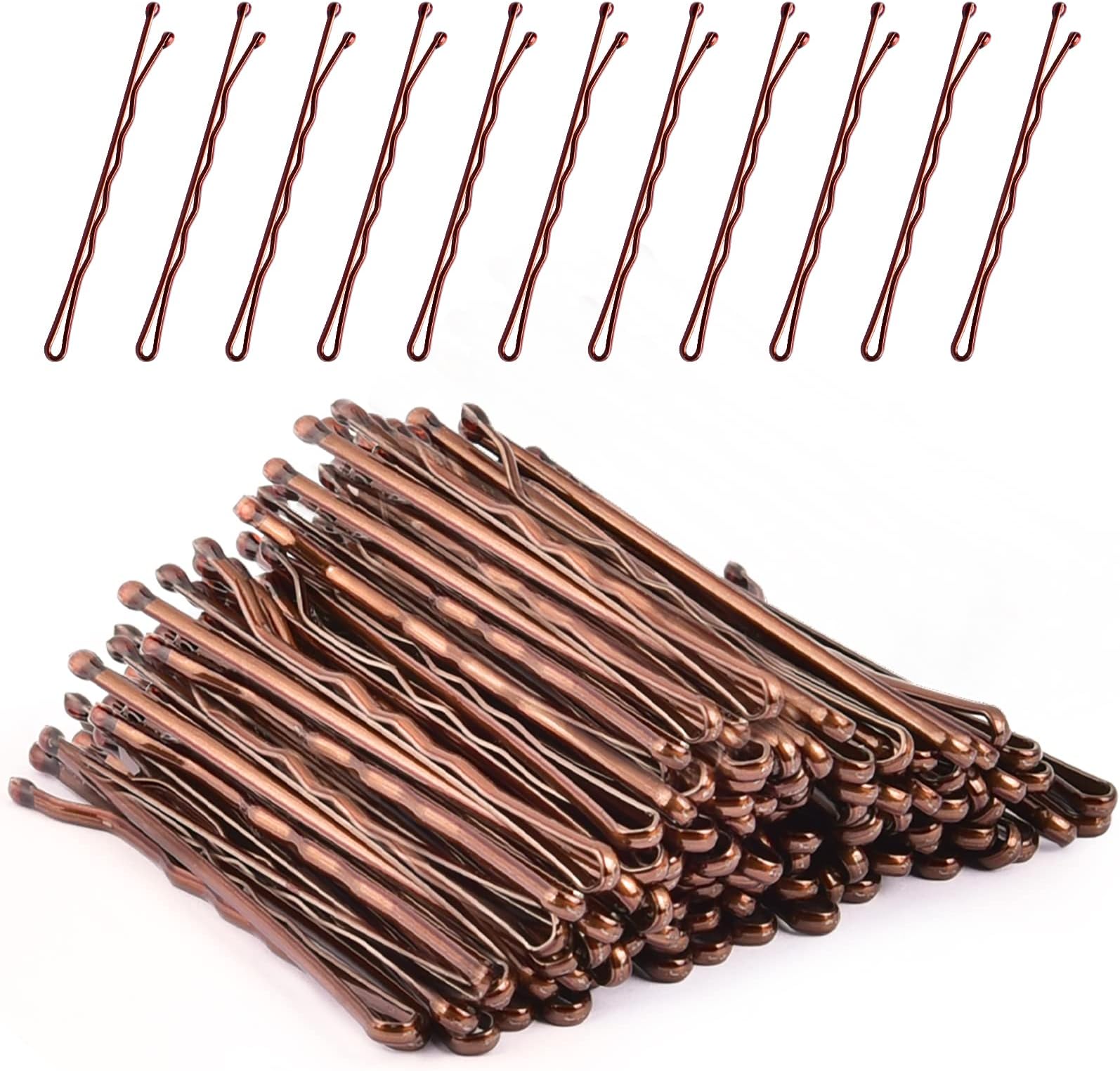MORGLES Hair Grips Brown, 120 Pcs Bobby Pins Brown Hair Pins for Women with Box (5 cm/2Inches)