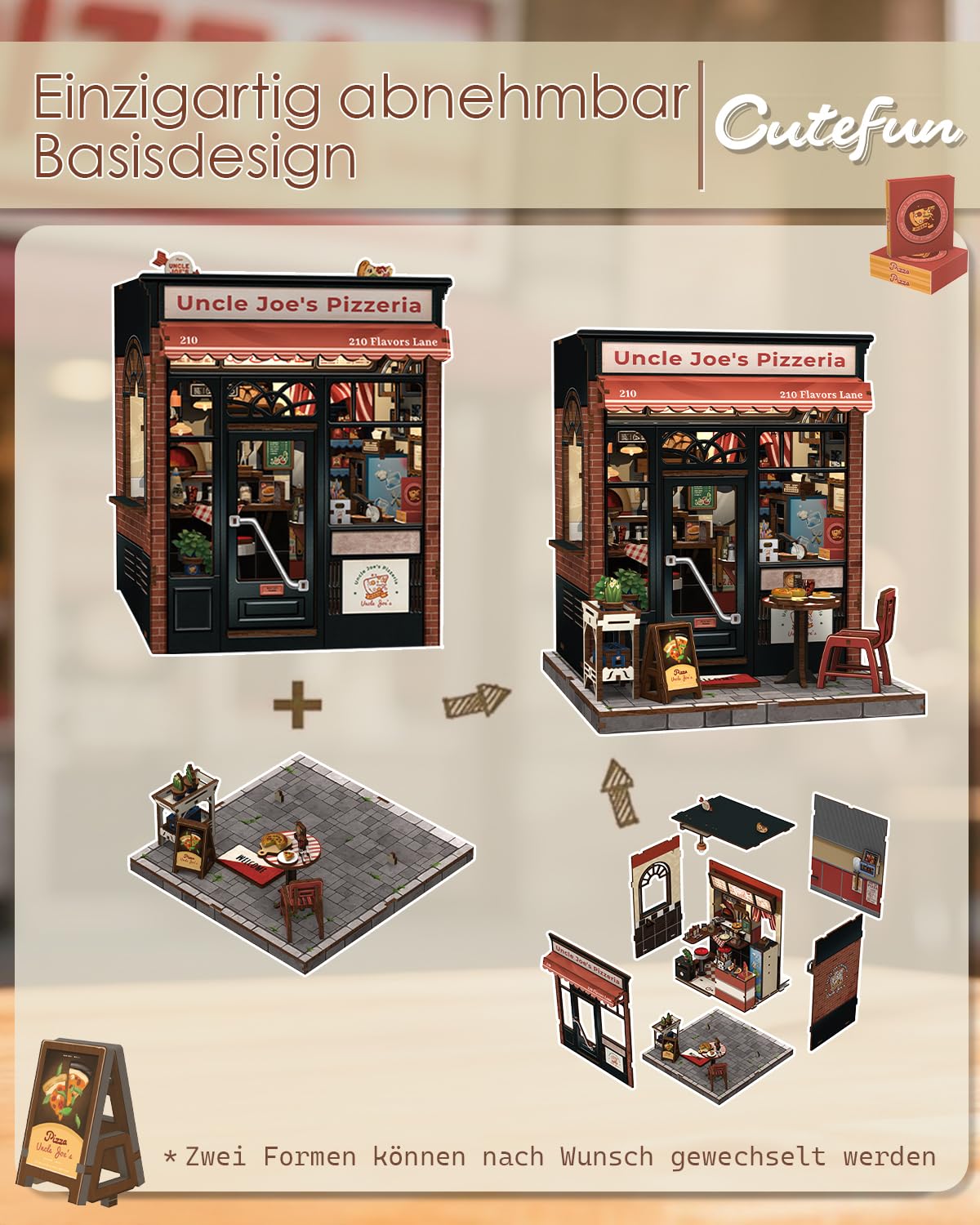 Cutefun Zestaw do samodzielnego wykonania, miniaturowy zestaw domków dla dorosłych, drewniane puzzle 3D, mini zestaw do budowy domu z diodami LED, zestaw do domku dla lalek, wkładka na książki