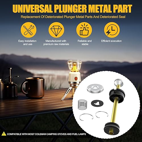 Miniatura 2 de Piezas de repuesto para faroles y estufas de campamento, pieza metálica de émbolo universal, kit de reparación de bomba de émbolo, pieza de repuesto