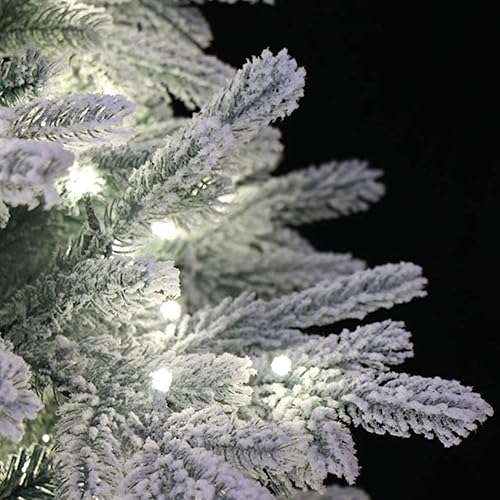 Miniatura 4 de Árbol de Navidad artificial preiluminado de 5 pies con diseño de ángel de nieve azul abeto flocado (5 pies preiluminado)