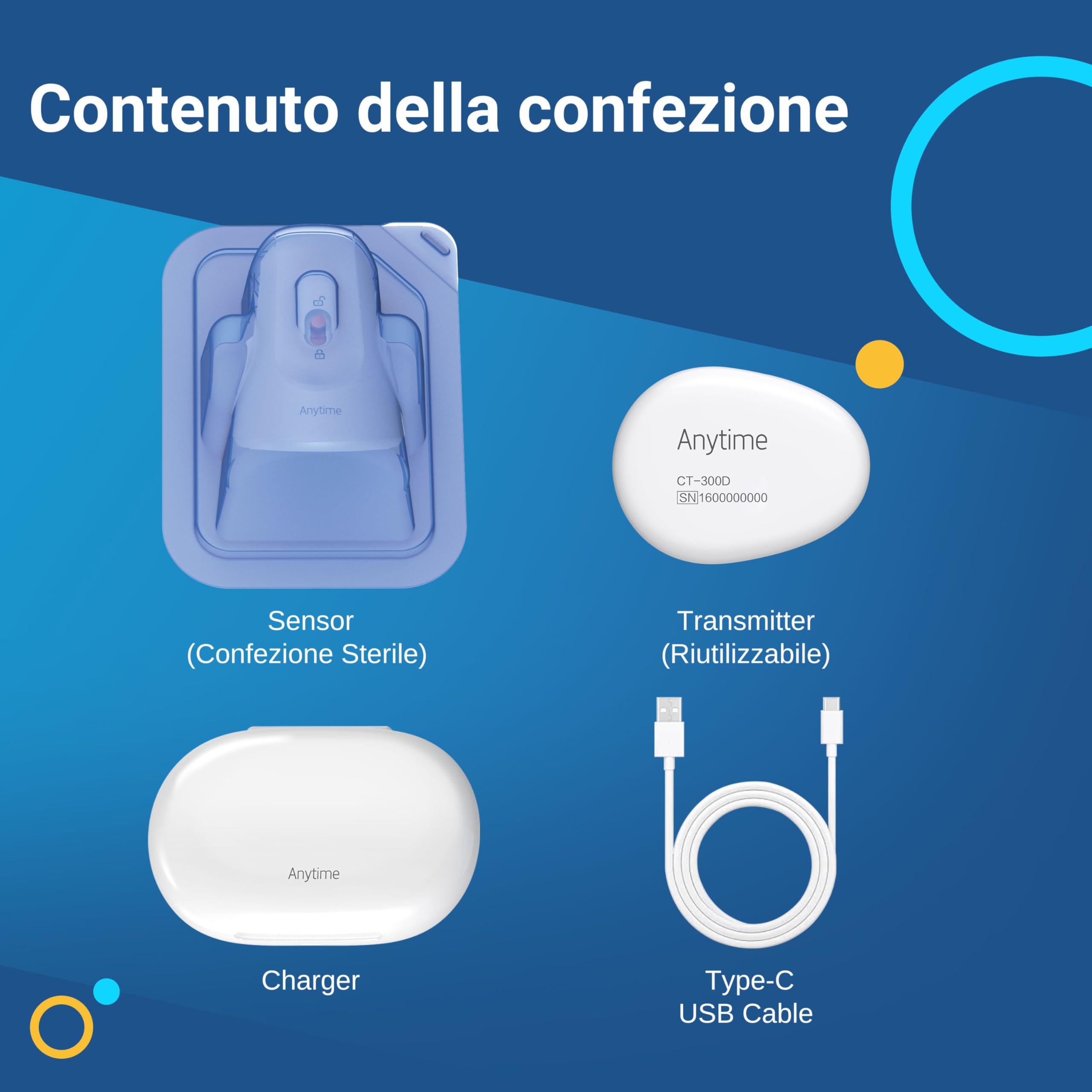 Connect Sensore per il Monitoraggio del Glucosio (2 Pezzo) | Durata 28 Giorni | Compatibile Solo con Trasmettitore Connect | Misurazione Senza Puntura, Facile da Applicare