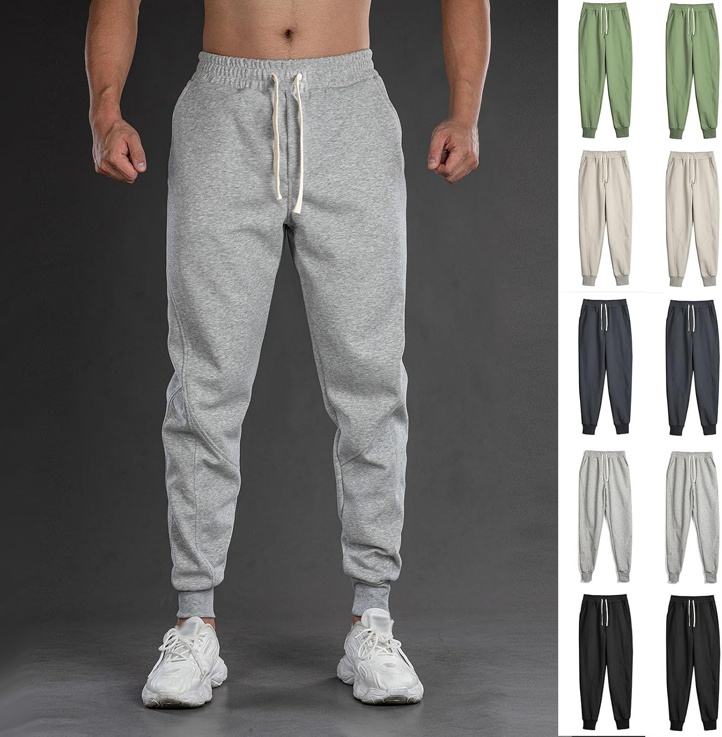 Cambkatl Men's Cotton Joggers Loose Lounge Pants - Stretch Elastic Waist Outdoor Athletic Casual Sweatpants with Pockets