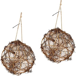 CIYODO 2pcs Bird's Nest Material Globe Hummingbird Nesters Set Bird Nesting Material Holder Hanging