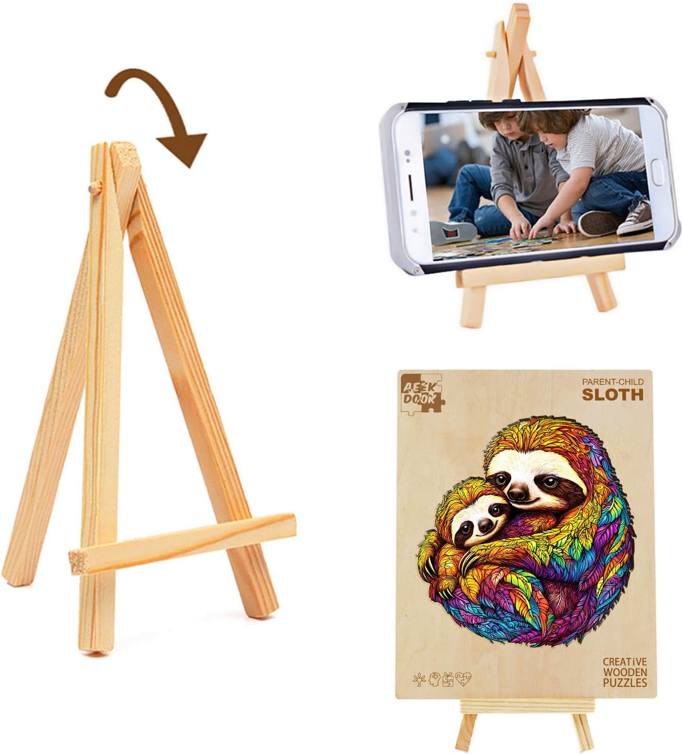 Wooden Puzzles for Adults - Parent-Child Sloth Wood Puzzles Adult - Unique Animal Shape Wooden Jigsaw Puzzles for Adults - Birthday Gifts for Puzzle Lovers, Family (11.4 * 10.7in)