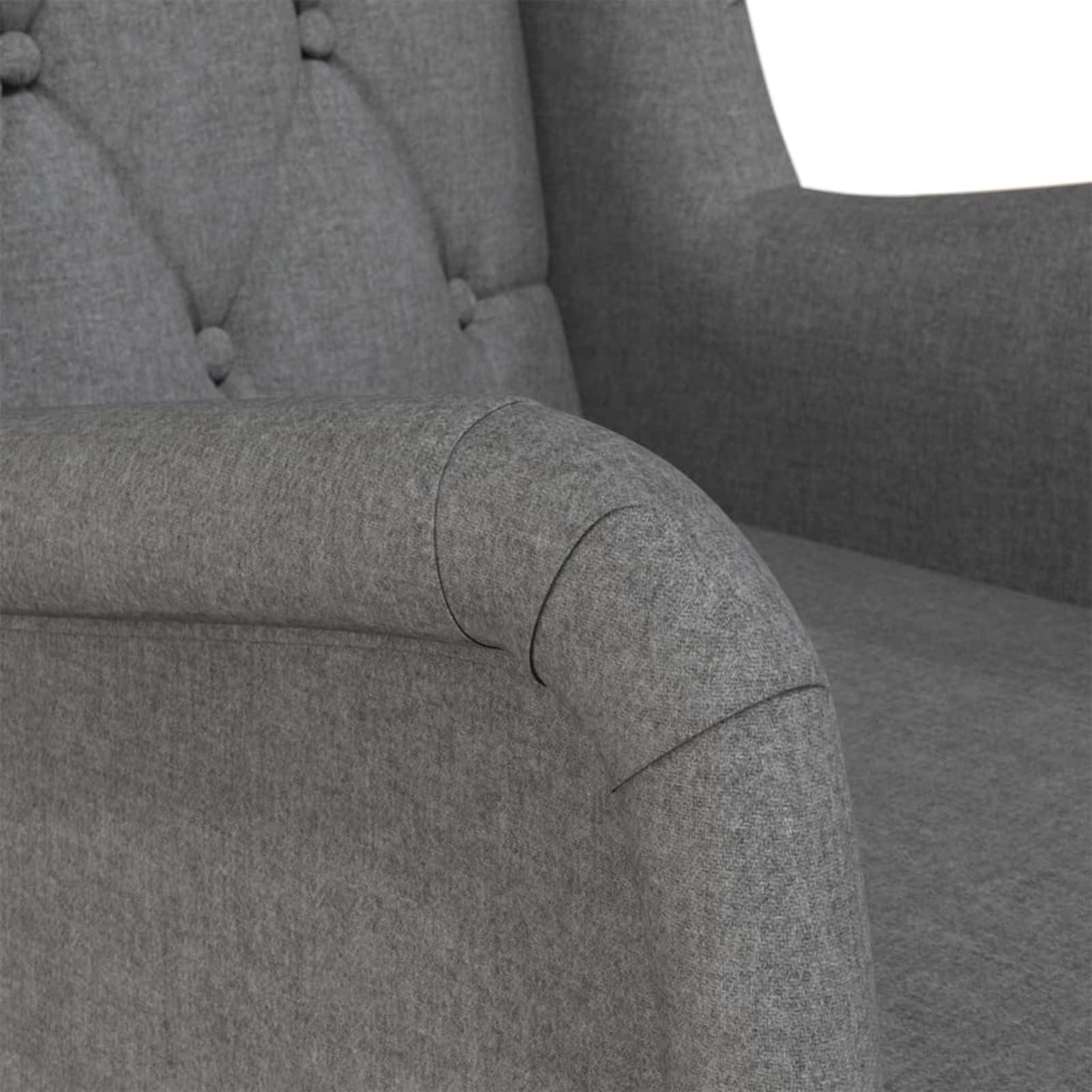 Homgoday Sillón con Patas mecedoras Madera Maciza Caucho Tela Gris Claro Sillon Relax sillones para el salón Sillon Lactancia butaca reclinable Silla Lectura