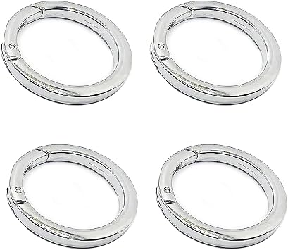Carabiner Clip 1.25 Inch Key Rings Purse Hardware, 4pcs Round Carabiner Spring Key Ring Clips for Handbag & Keys, Metal O Ring Key Clip for Purse Strap Extender-Silver