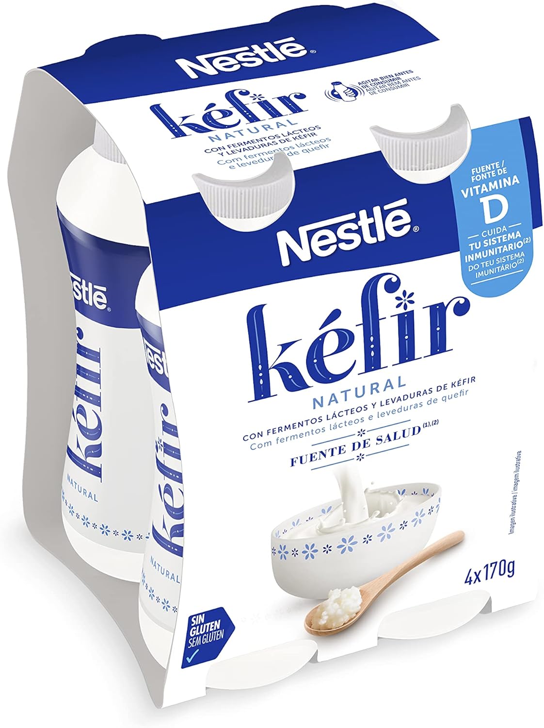 Nestlé Kéfir Natural en botella 4 x 170g (Total 680g)
