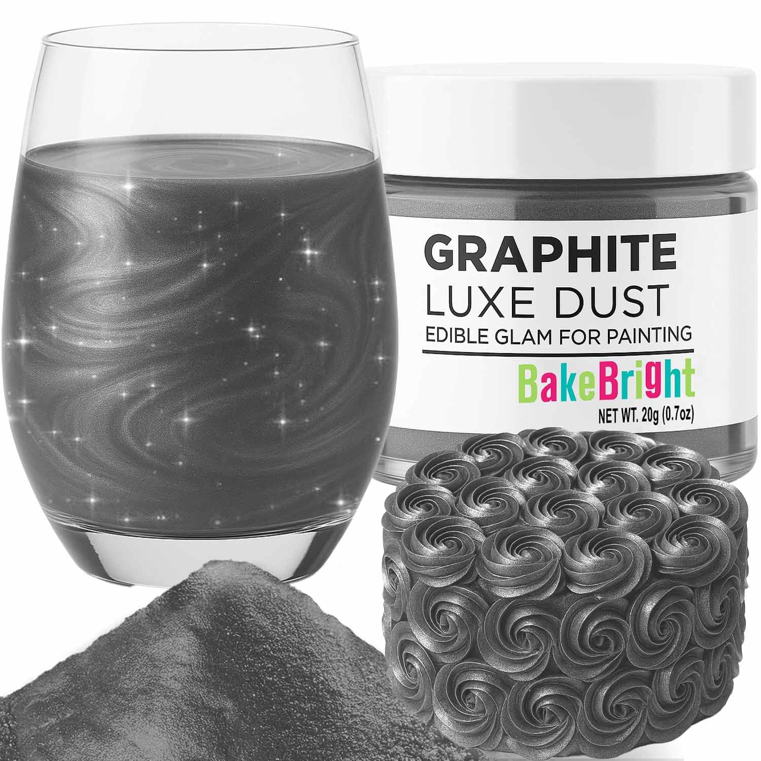 Bulk (20g) Black Luster Dust Edible Cake Decorations, Edible Black Dust for Cakes, Black Edible Luster Dust for Cupcake Decorations, Cake Drip, Black