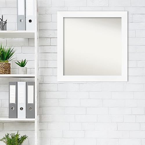 Miniatura 5 de Amanti Art Espejo de baño blanco para sobre el fregadero, 23 x 23 pulgadas, hecho a medida, espejo de tocador cuadrado estrecho blanco, marco de