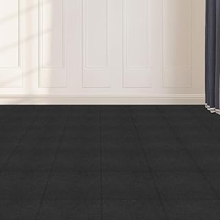 20 Stück Teppichfliesen 50x50cm Selbstklebender Teppich Schwarz Rutschfest Waschbare Selbsthaftende Bodenfliesen Zuschneidbar, Modularer Teppich für Wohnzimmer Büro Gewerbe