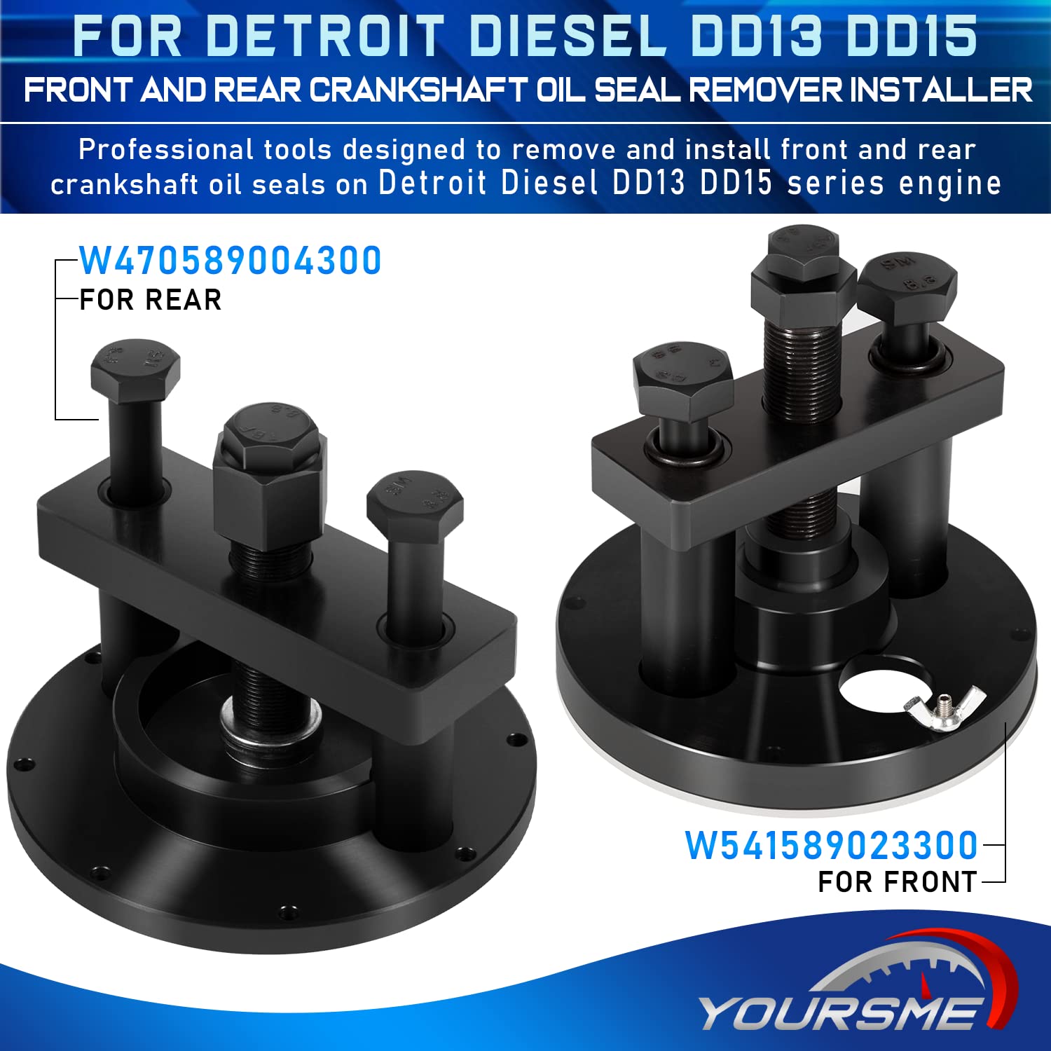 For Detroit Diesel DD13 DD15 Front & Rear Crankshaft Oil Seal Remover Installer Tool Master Kit Alternative to W470589004300 W541589023300 W541589003400