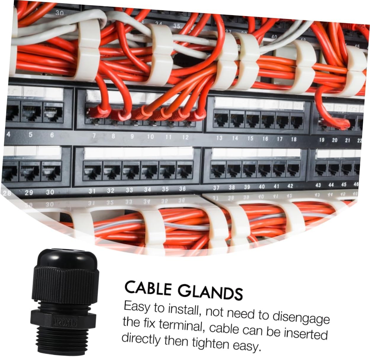 Black Nylon Cable Gland Joint Adjustable Waterproof 50Pcs
