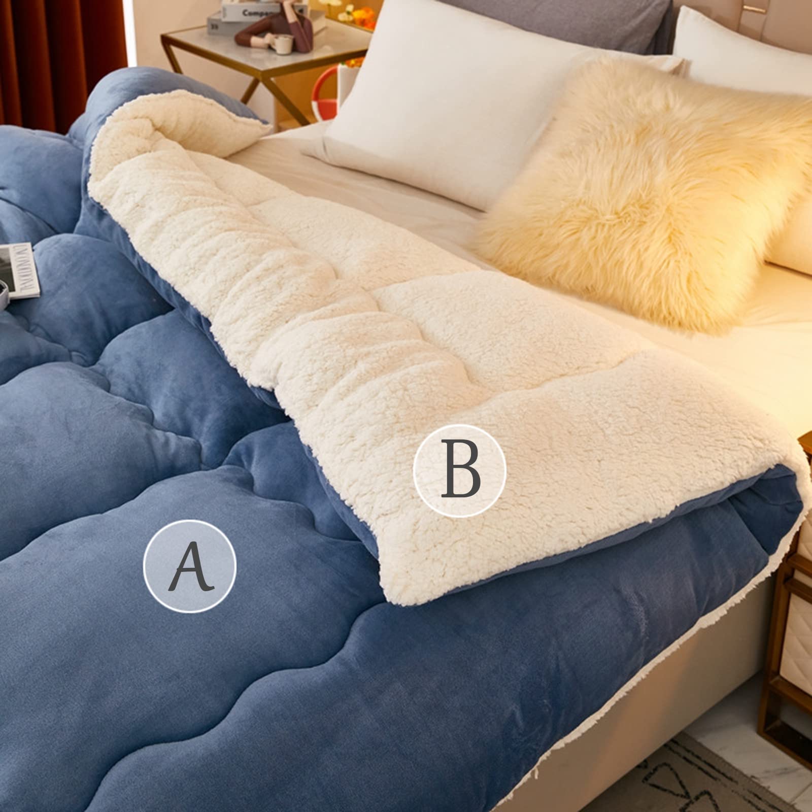 FFFF & OLFEH Piumino Invernale Cashmere di Agnello, Lana Autunno E Inverno Trapunta Calda Peluche Calda Trapunta Invernale Trapunta per Letto Matrimoniale in Inverno (Nero,200x230cm?4kg?)