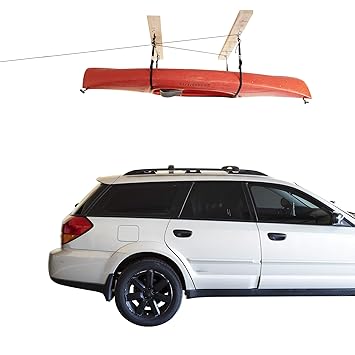 HARKEN SUP, Canoe, and Kayak Garage Storage Ceiling Hoist | 4 Point System | for 16ft Ceilings, 45lbs Max Load | 3:1 Mechanical Advantage | Easy Lift, Single-Person, Hanger, Pulley, Paddleboard, Boat
