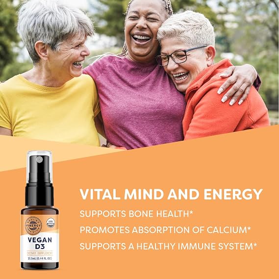 Vimergy Vegan D3 Benefits Immune Function* USDA Certified Organic, Vegan, Gluten-Free 1000IU/Servings, 96 Servings