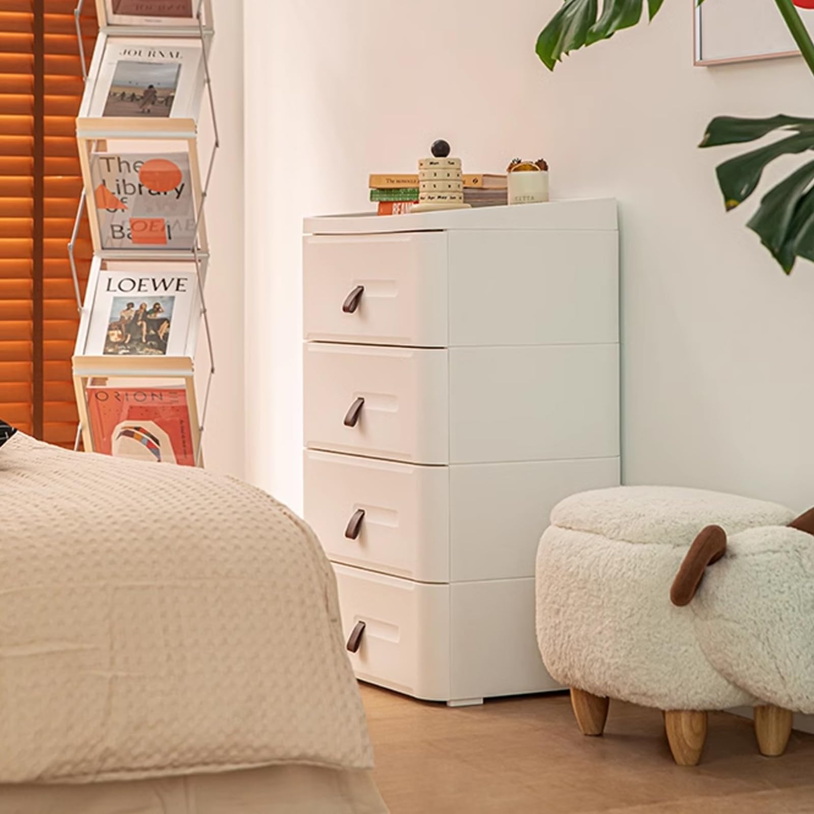 Table de chevet avec rangement blanc mat meuble d'appoint minimaliste L