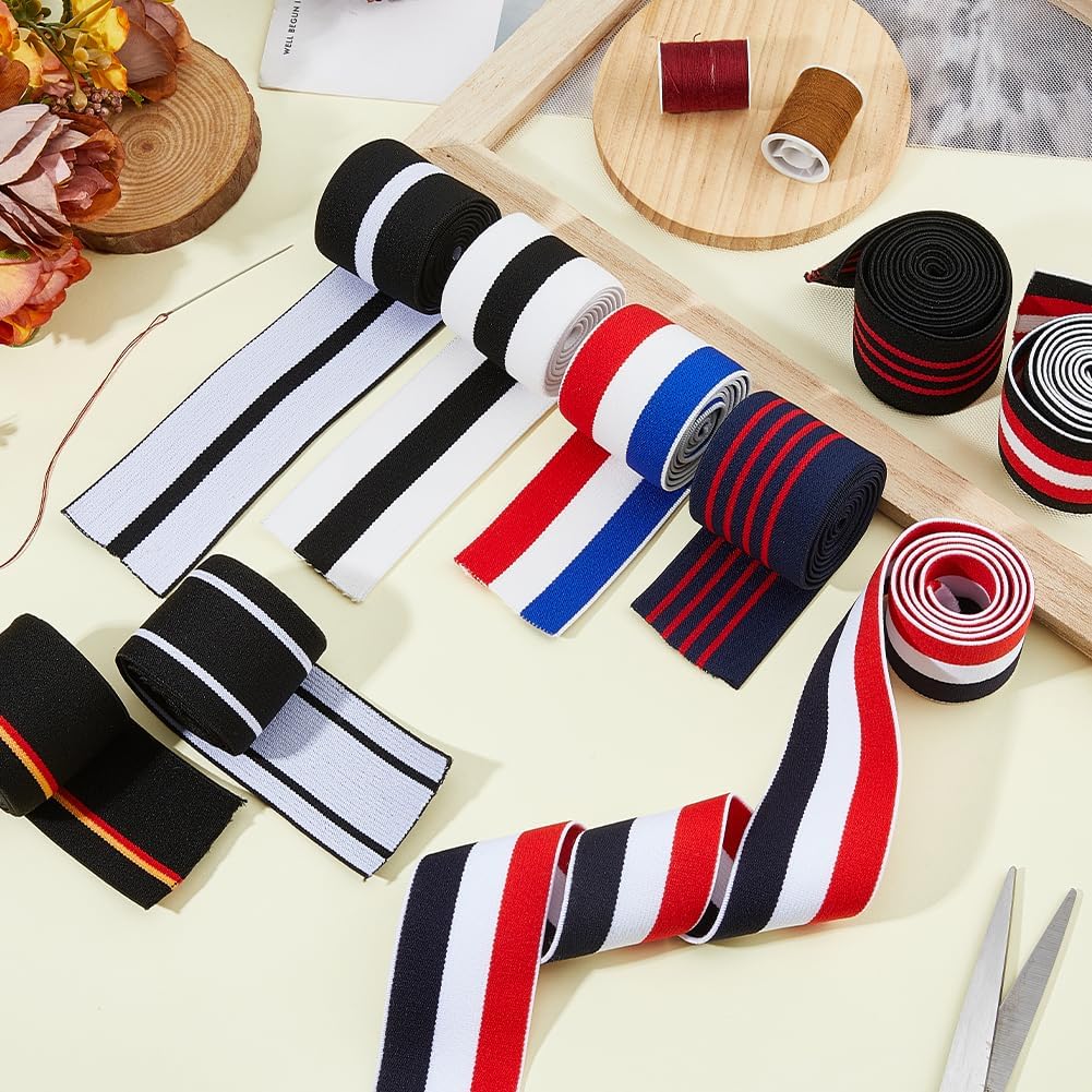 Hobbspring 9 Yards Soft Waistband Elastic Band 9 Colors Elastic Webbing Comfortable Sewing Elastic Trim Colored Striped Elastic Band for Sewing Crafts Clothing Accessories Bag Decorations