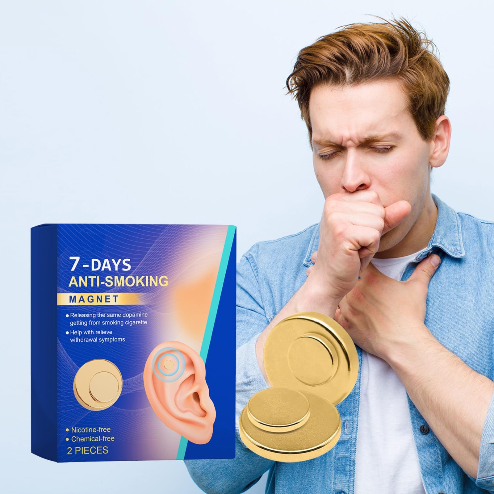 Aimants auriculaires naturels pour arrêter de fumer - Efficaces en 7 jours, sans nicotine ni produits chimiques, aident à réduire la dépendance au tabac, masseur d'acupression portable