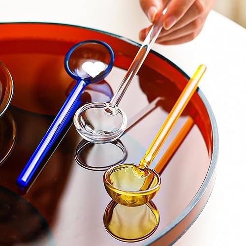 Miniatura 8 de Cucharas de vidrio para mezclar café de cristal transparente, cucharas de color caramelo, cucharaditas de sal y azúcar, especias, helado, yogur,