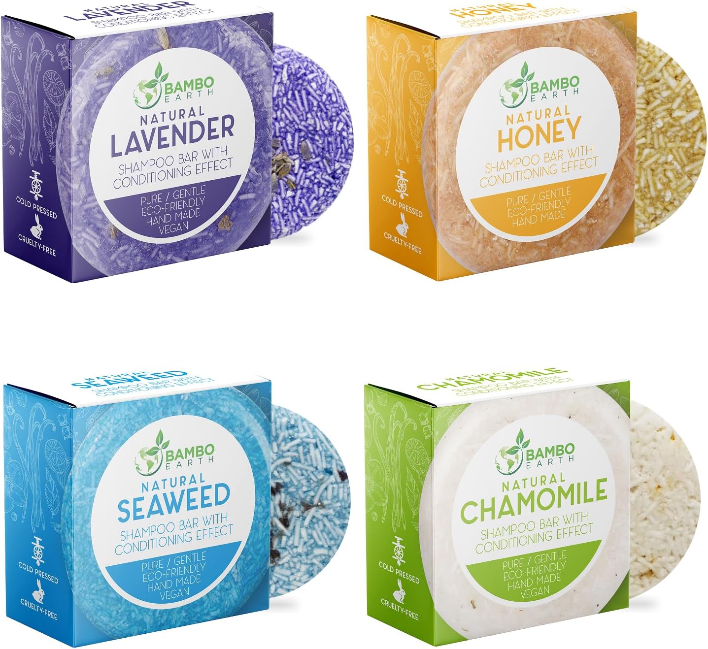 Solid Shampoo Bar en conditioner-effect, haarzeep, 4 stuks, natuurlijke shampoo-bars voor haar met plantaardige etherische oliën en milieuvriendelijke zero waste, biologisch afbreekbare verpakking