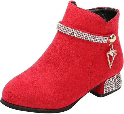 Girls Dress Boots Ankle Boots for Girls Short Boots Girls Toddler Ankle Boots Low Chunky Heel Side Zipper Dress Booties