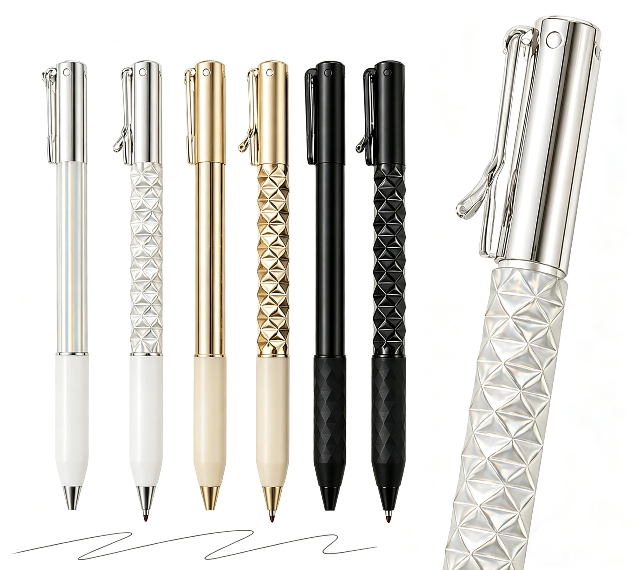 Geometryczne długopisy z filcowym etui do przechowywania, długopisy żelowe Fidget dla dorosłych, kreatywne, deformujące, zabawne długopisy do szkoły, domu, artykułów biurowych, czarny atrament