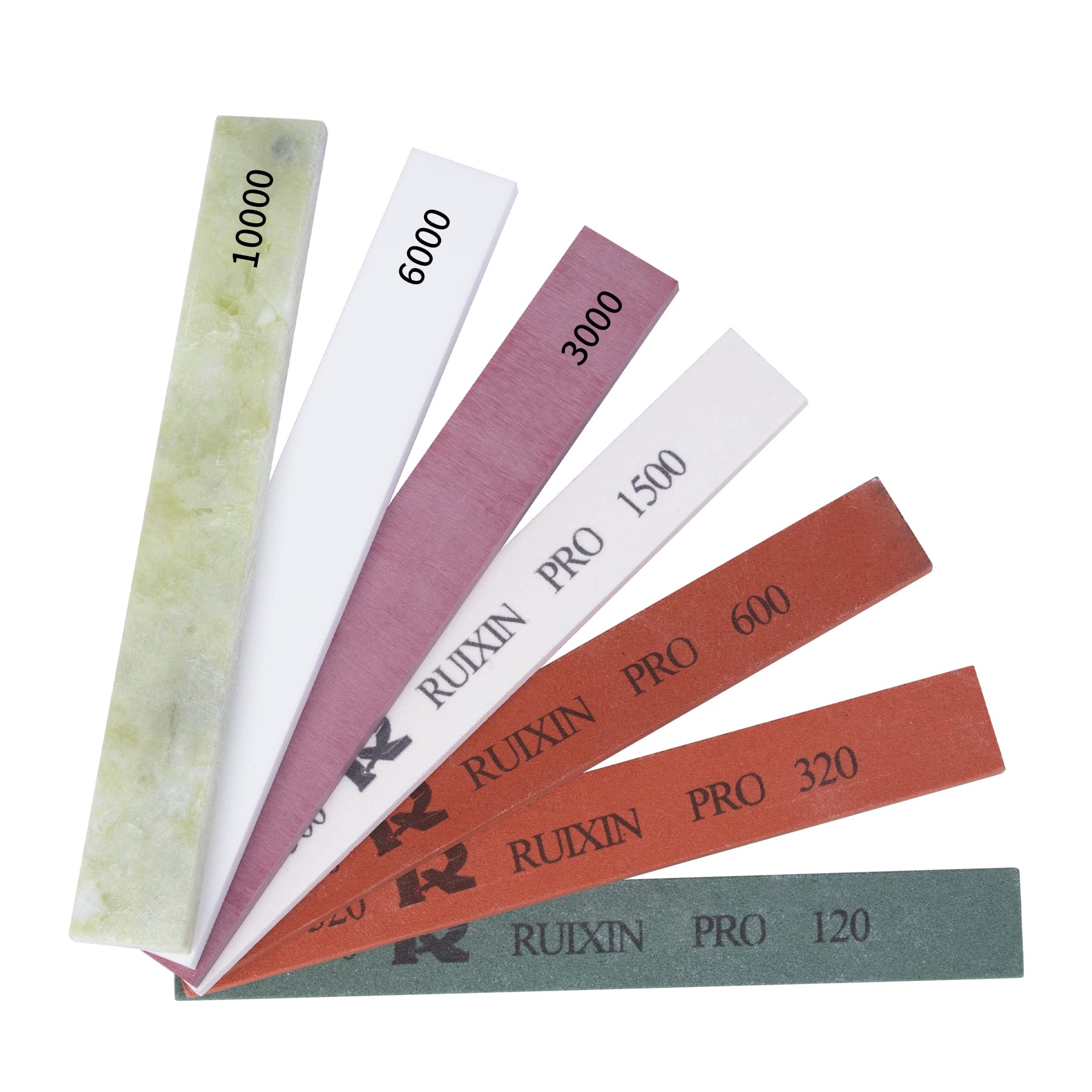 CWOVRS7PCS Knife Sharpening Stone for Professional Knife Sharpeners Fix-Angle Kitchen Sharpener - 4 Ceremic Whetstones: 120#, 320#, 600#, 1500# & 3 Water Stones: 3000# 6000#, 10000# for RUIXIN PRO