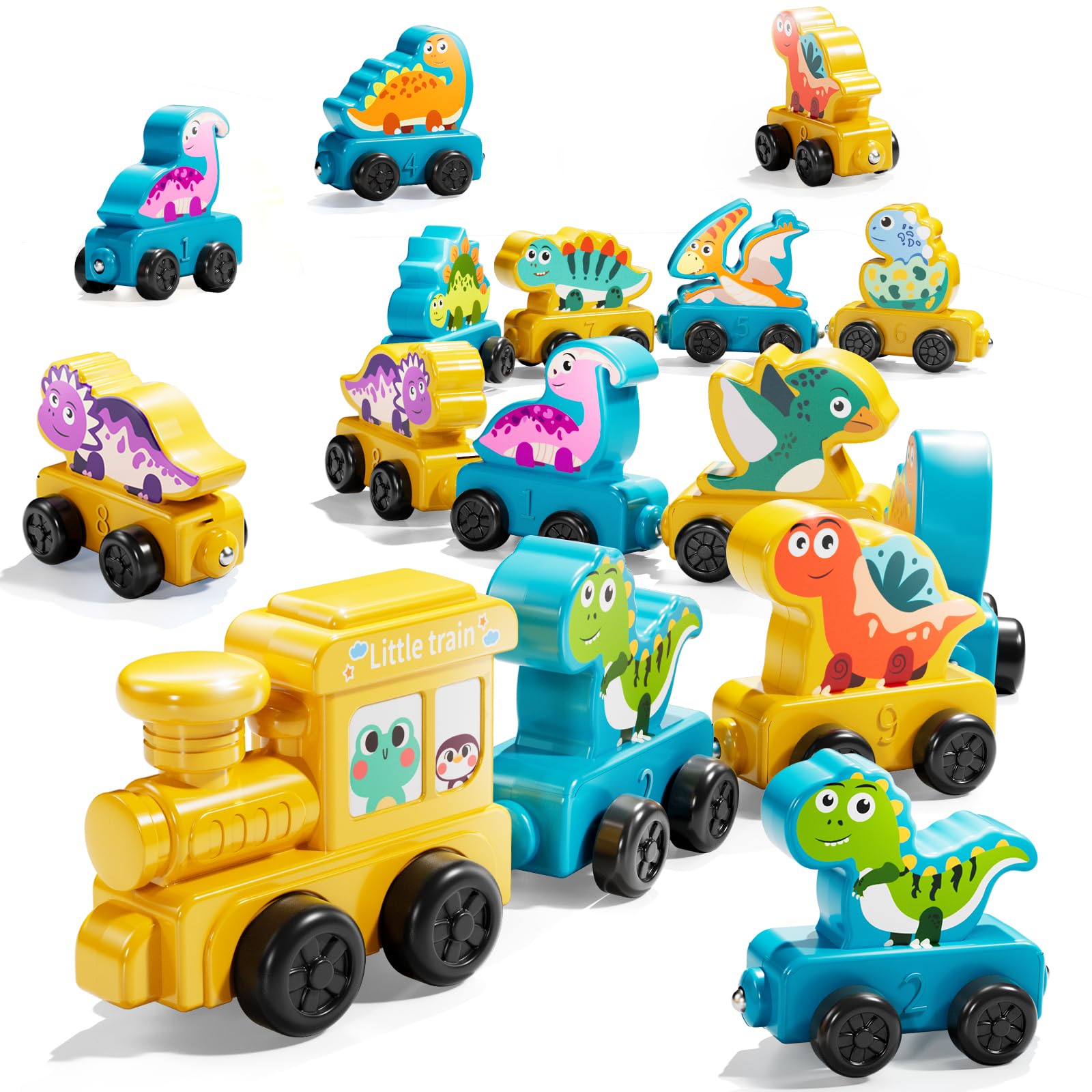 JUKUDAHU Magnetism Toys Dinosaur Train Set for Kids 3 4 Years Old