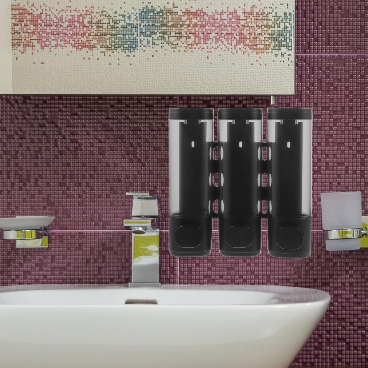 Wall Mounted Chamber Shampoo Dispenser Manual Soap Dispenser for Shower Space Saving Bathroom Supplies with Easy Press Design