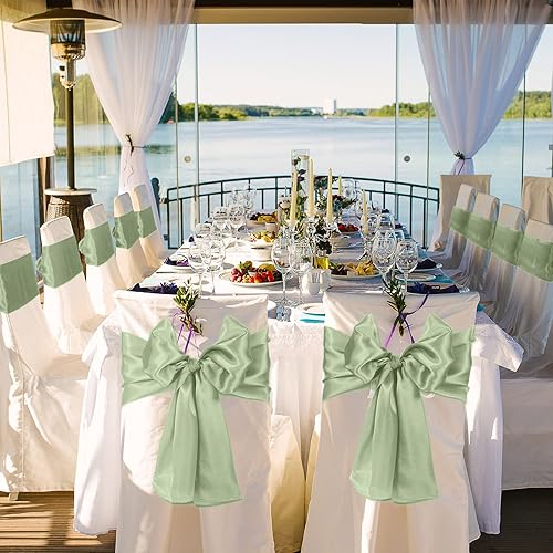 Miniatura 6 de Bencailor - Juego de 24 piezas de camino de mesa de satén verde de 12 x 108 pulgadas de largo, tela brillante y suave para decoración de banquetes