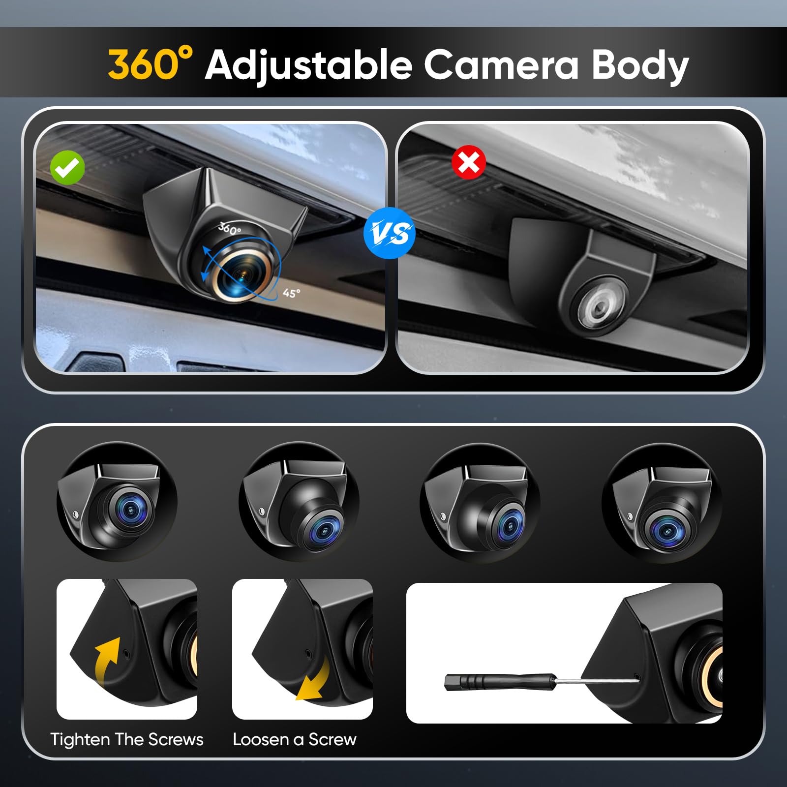 Wireless Reversing Camera, 360 Adjustable Car Rear View Camera, Ip68 ...