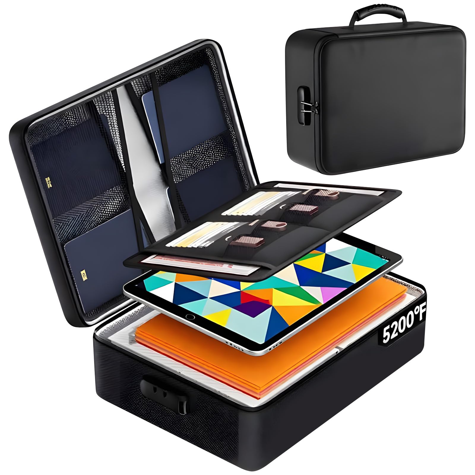 Piceioep Multifunctional Water Resistant Document Holders Box Organizers for Home Car Travel Efficient Storage Solution for Files Electronics Fireproofs Document Box
