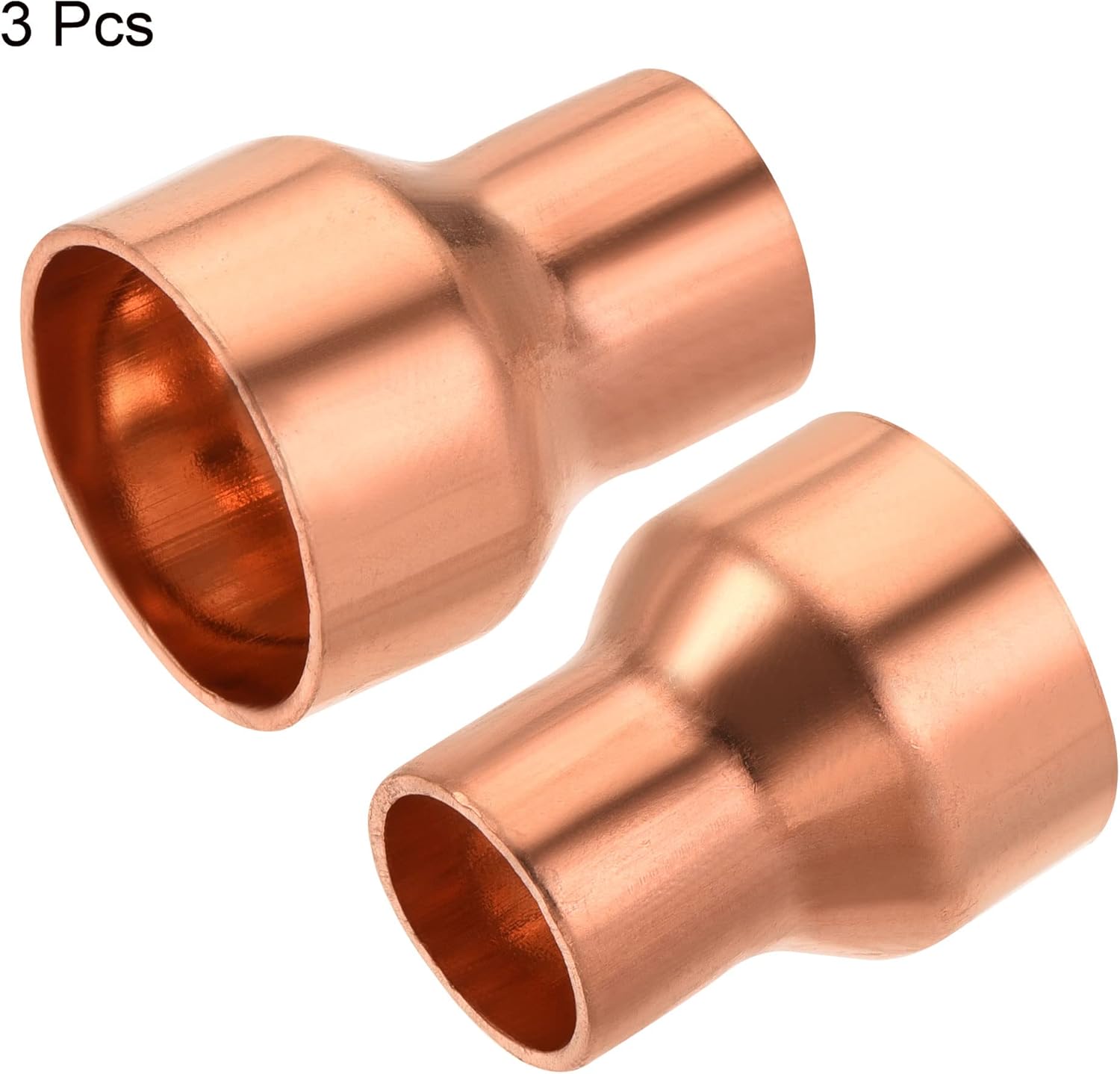 MECCANIXITY Copper Reducing Coupling Fitting with Sweat End, 5/8 x 1 Inch ID for HVAC Refrigeration Adapter, Pack of 3