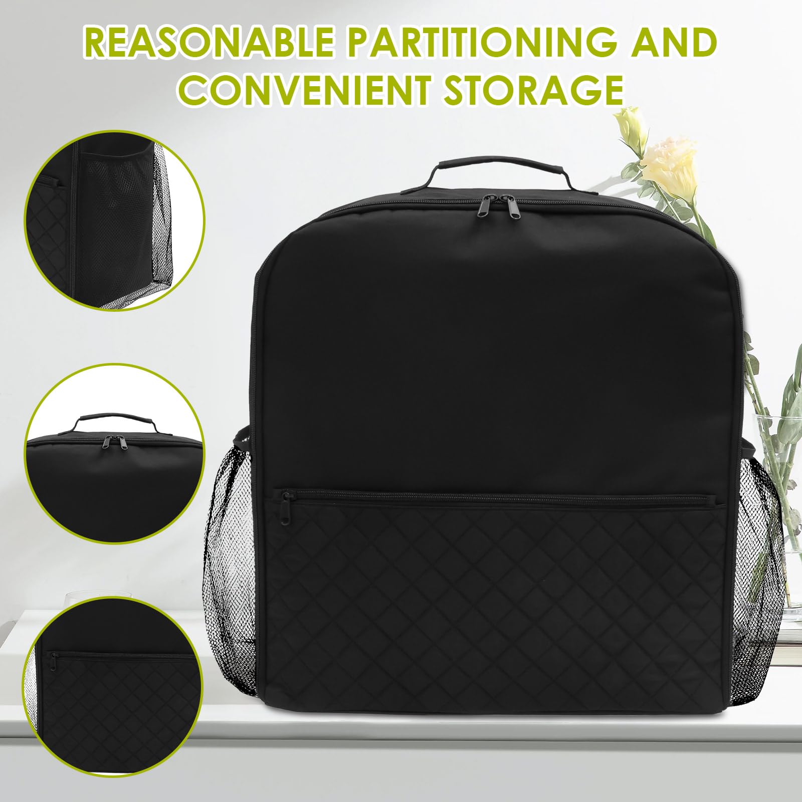 Slush Maschine Aufbewahrungstasche,Staubschutz,Slush Maschine Staubschutzhülle mit Seitlichen Netztaschen,Leichtgängiger Reißverschluss,Handliches Design für den Täglichen Gebrauch(schwarz)