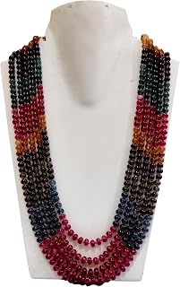 EJA Natural Quartz Multicolor 6mm Rondelle Smooth Beads layered 18 to 20 Inches Necklace Wholesale Price (5 Layered)