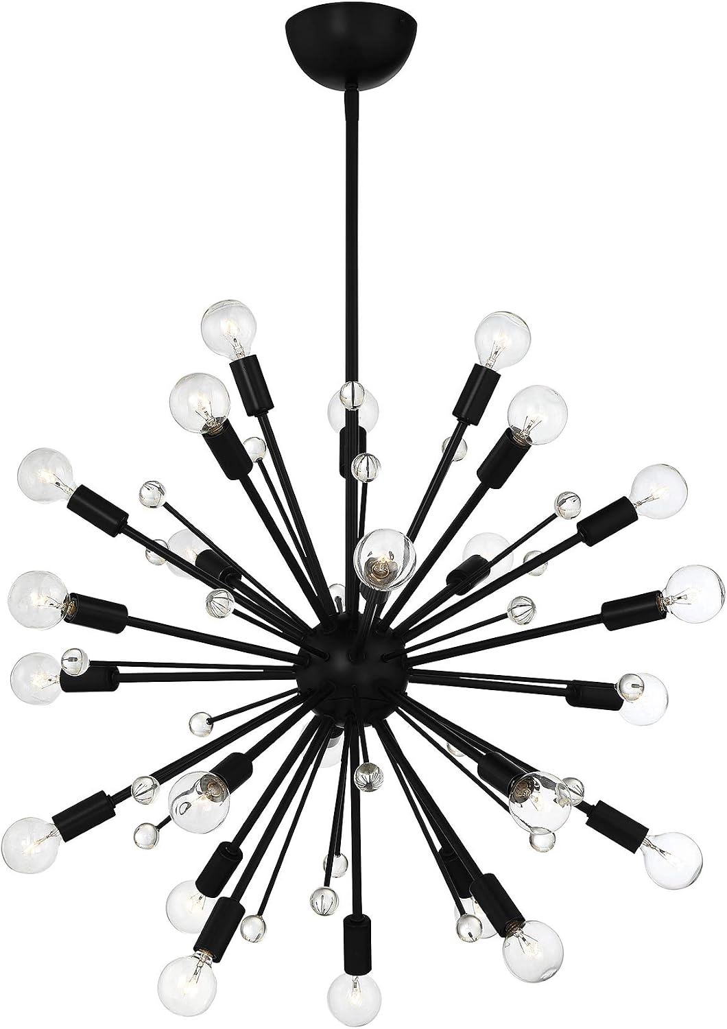 Savoy House 7-6099-24-89 Galea Mid-Century Modern Bohemian Sputnik Style Chandelier, 24-Light 1440 Total Watts, 14" H x 23" W, Matte Black