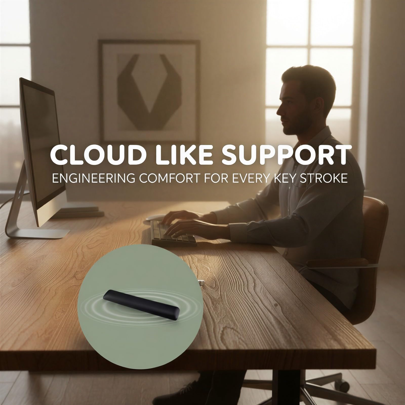Repose-poignet ergonomique pour clavier, support en silicone antidérapant, coussin de paume souple, accessoire de bureau et de jeu noir élégant pour travail et gaming
